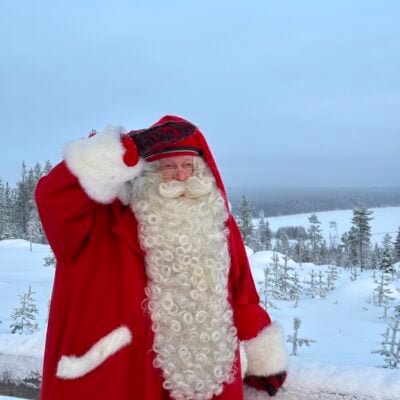 Santa Claus looking for his reindeer