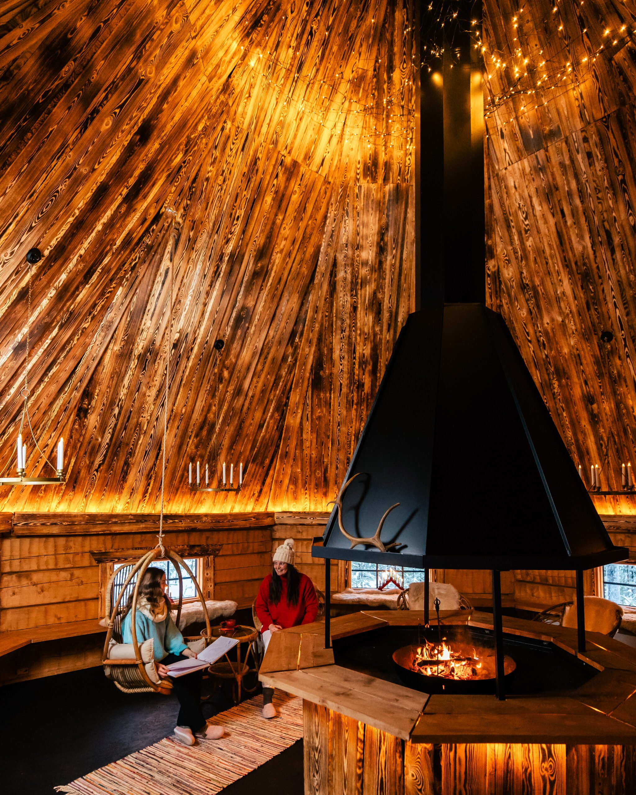 Taava kota inside cosy time, Santa Claus Reindeer, Rovaniemi, Lapland, Finland