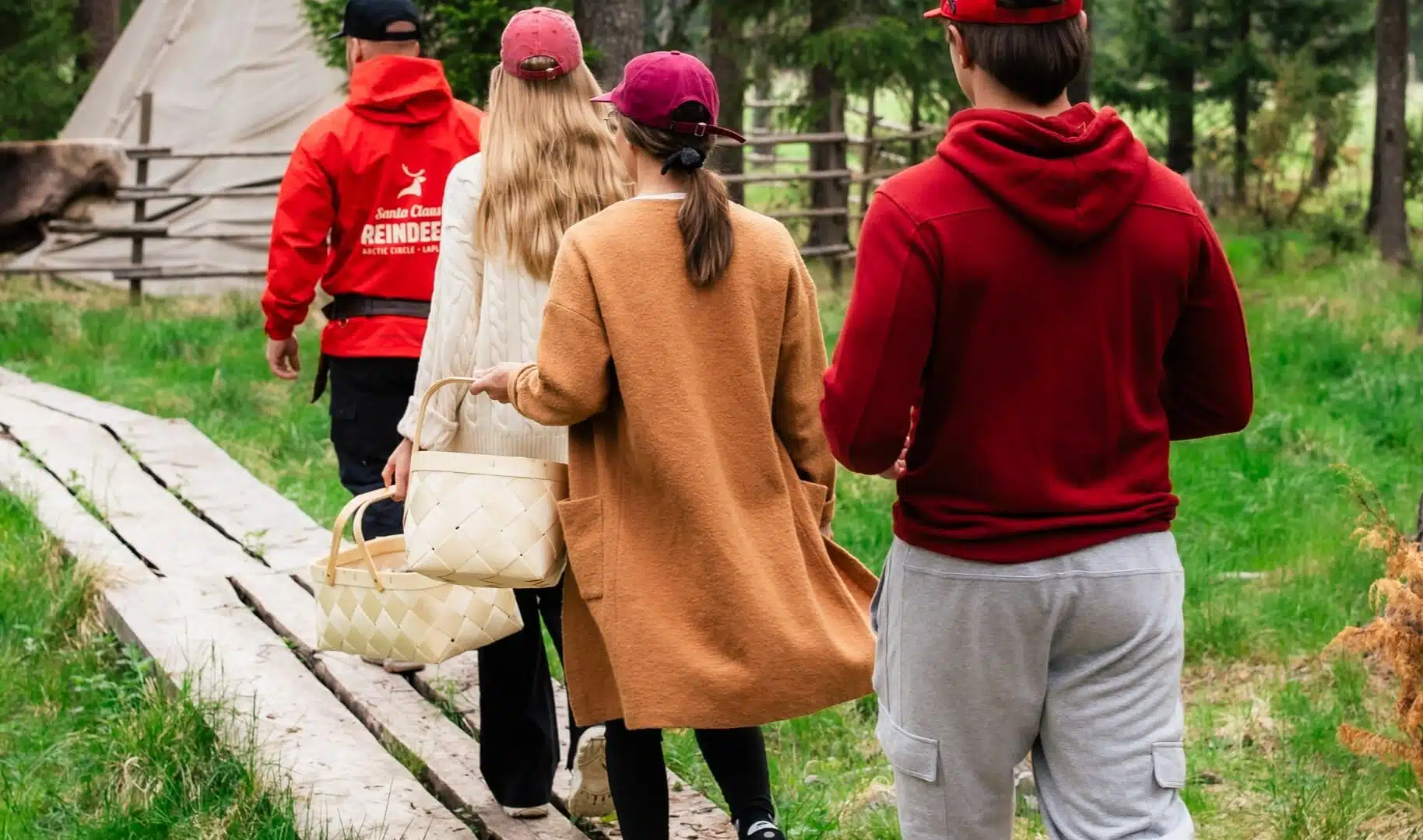 Travelers joining summer experience of Santa Claus Reindeer, Rovaniemi, Lapland, Finland
